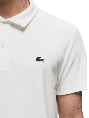 LACOSTE White Terry Polo Shirt Regular Fit Classic Logo Casual preppy xxl  CONDI